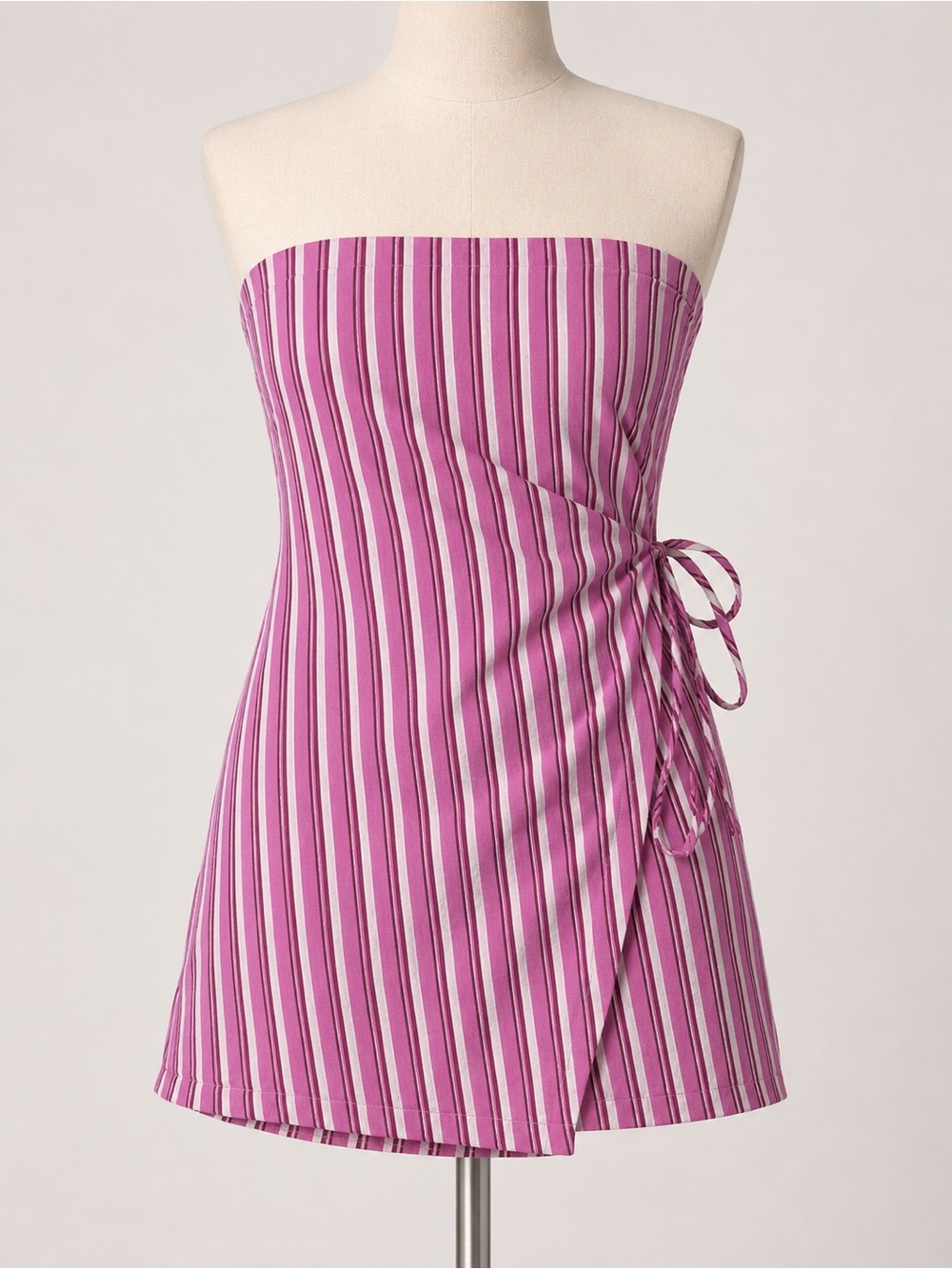Wild Fable pink striped strapless wrap mini dress 💕✨